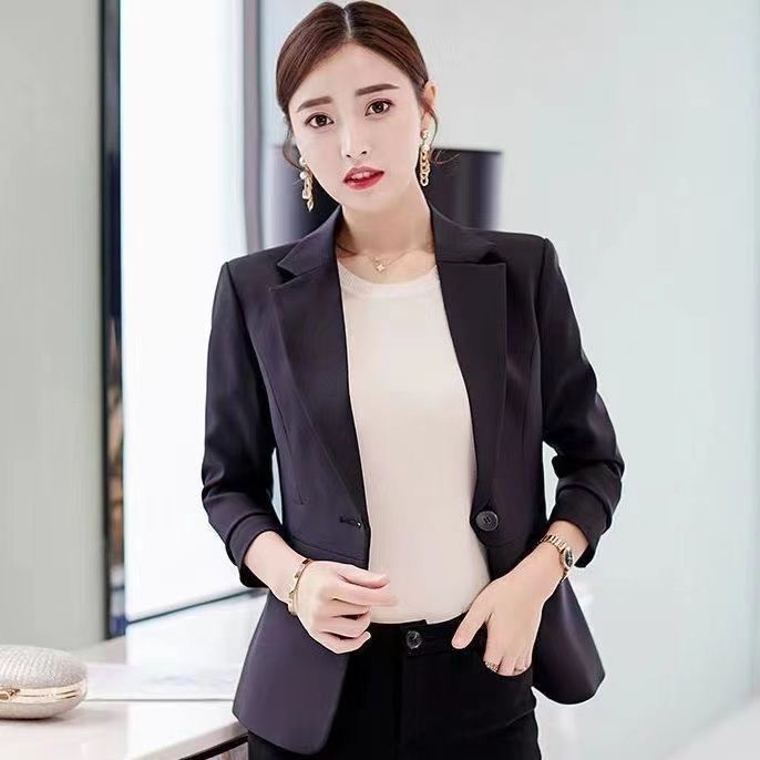Small suit jacket temperament women's new spring and summer Korean version of thin coat short slim top casual business suit