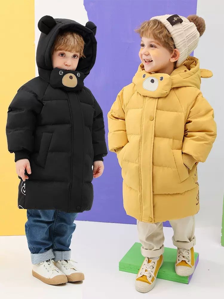 儿童男童羽绒棉2023新款中长款加厚男款冬季男宝宝中小童洋气外套