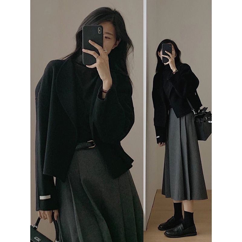  new early spring Korean style simple commuter temperament high-end short jacket with two-piece skirt