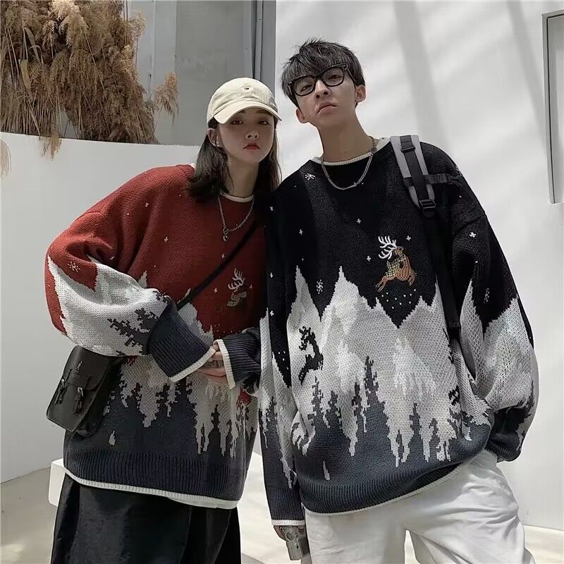 Herren Weihnachts-pullover Mit Rentier-stickerei Strickpulli_voghion.com