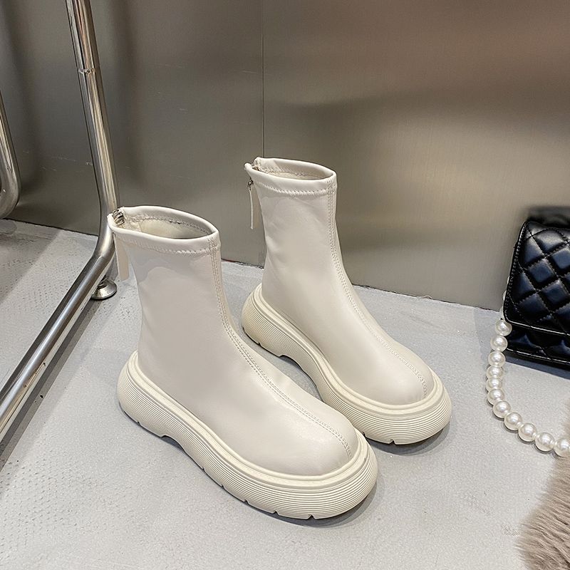 Long boots women's 2022 new Chelsea boots autumn and winter long boots thick-soled thin boots white high-tube knight boots