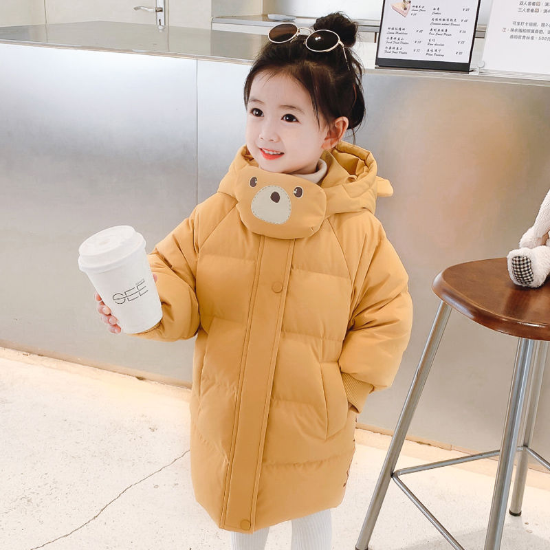 女童羽絨服中長款2023冬裝新款時尚小寶寶防風韓版兒童加厚洋氣外
