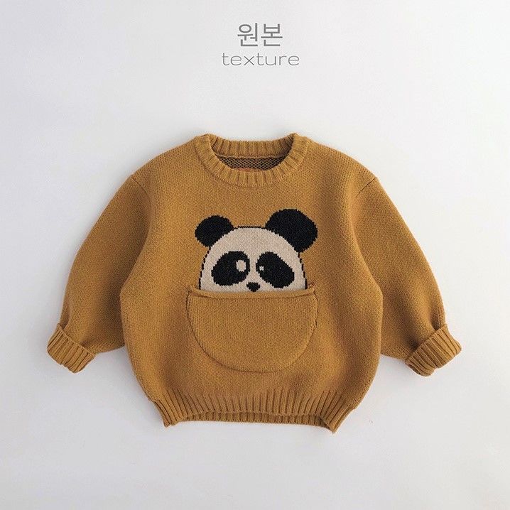 Brand ~ children's sweater 2022 autumn and winter new boys and girls cartoon baby soft waxy sweater cute big pocket