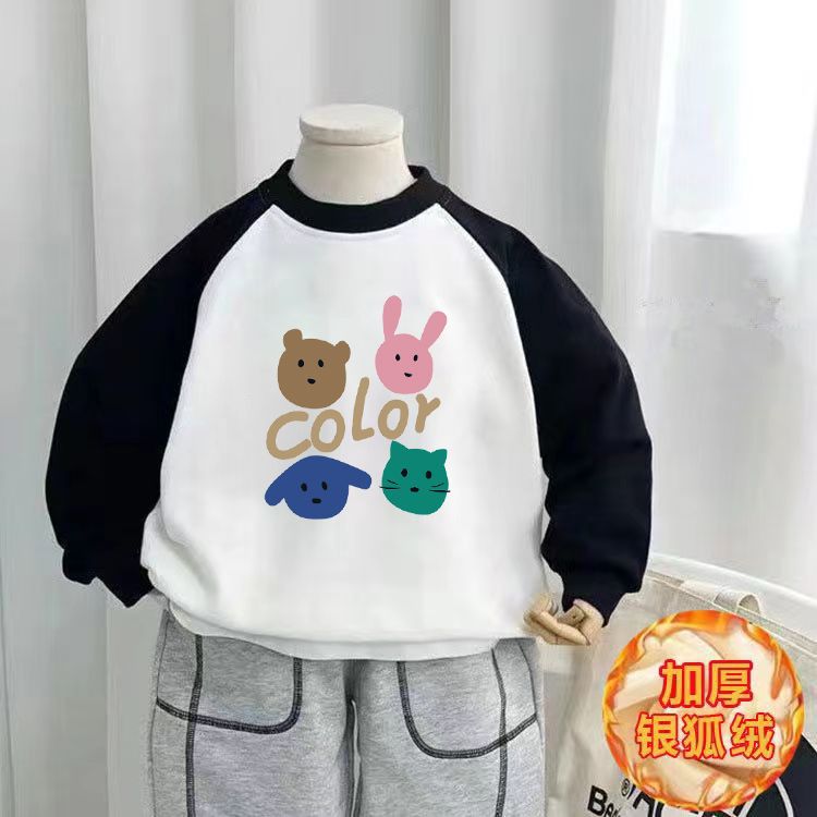 Children's fleece sweater autumn and winter  new children's thickened top baby winter clothes foreign style pullover sweater tide
