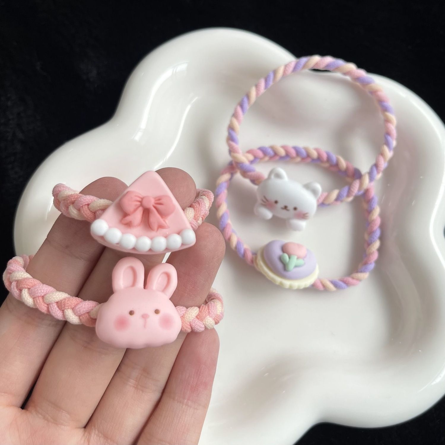 少女心可爱小猫兔兔发圈ins粉嫩编织皮筋高_什么值得买