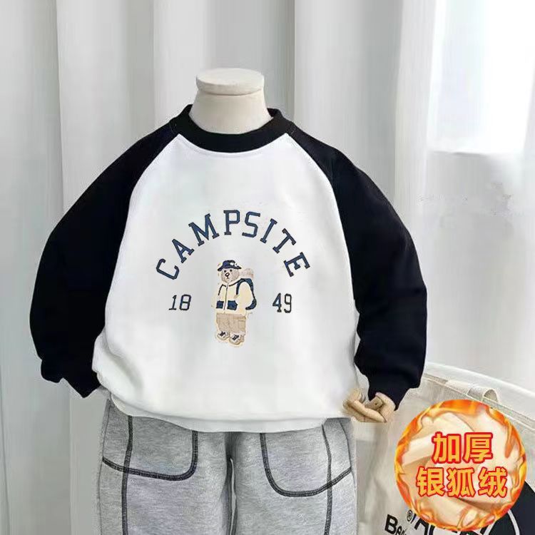 Children's fleece sweater autumn and winter  new children's thickened top baby winter clothes foreign style pullover sweater tide