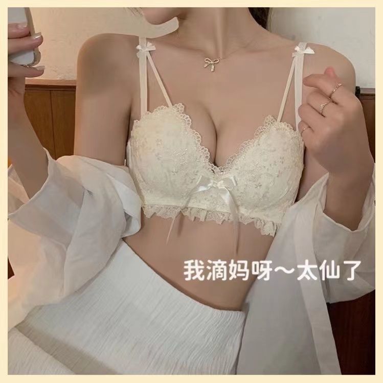 Sexy lingerie pure desire style small chest gathered anti-sagging bra white lace no steel ring no empty cup girl bra
