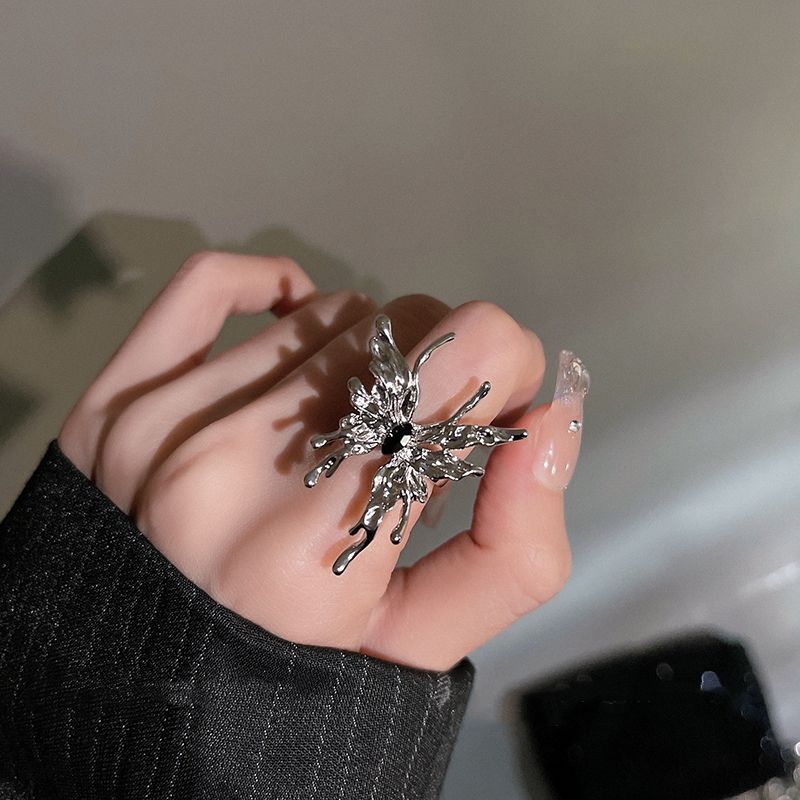 Liquid niche designer high-end butterfly opening ring female ins tide cold style fashion personality index finger ring