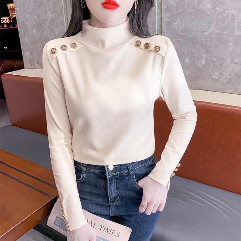 秋冬打底衫女新款氣質小香風內搭修身洋氣上衣潮半高領保暖T恤衫