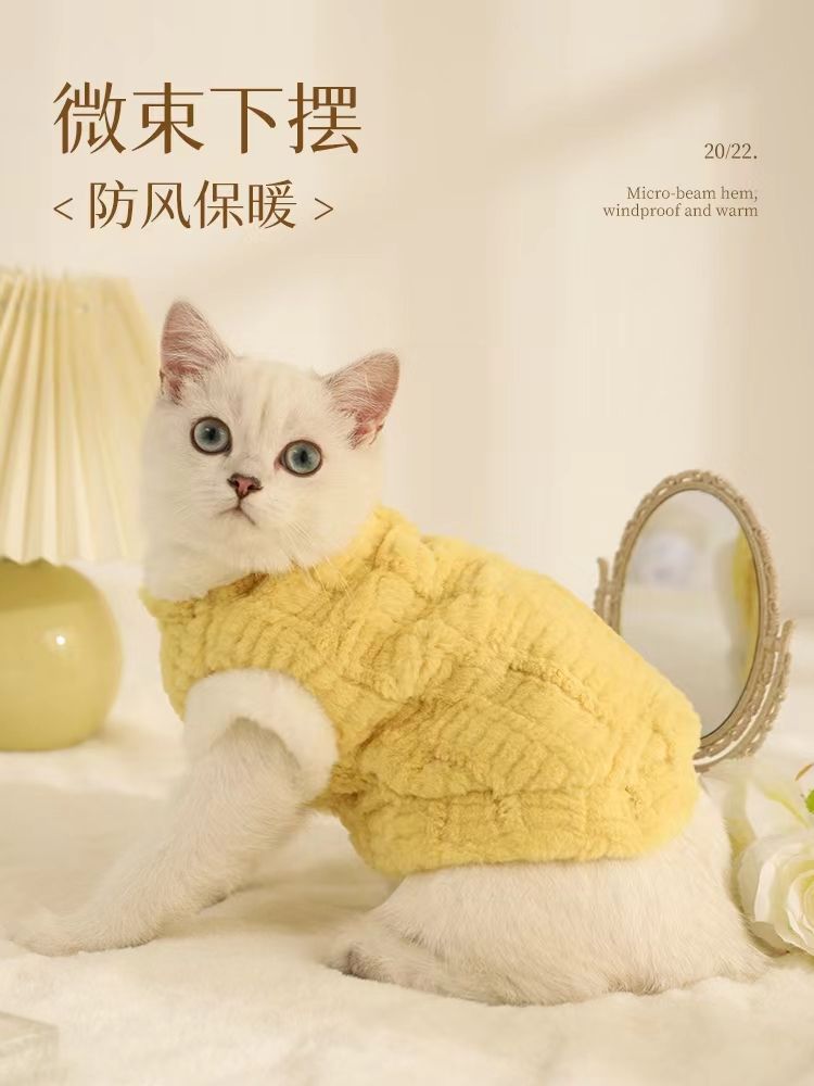 春秋款猫咪宠物衣服秋冬季布偶英短银渐层可爱加绒保暖防掉毛棉衣