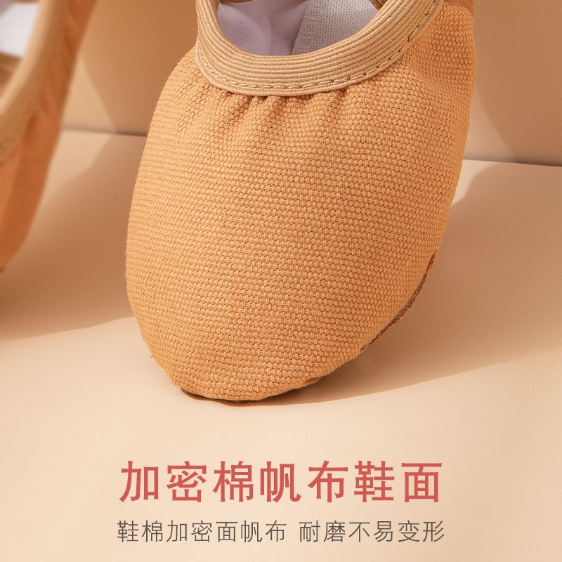 Lace-free children's dance shoes, soft-soled camel color, girls and boys, special cat claw shoes for body examination and practice, ballet shoes