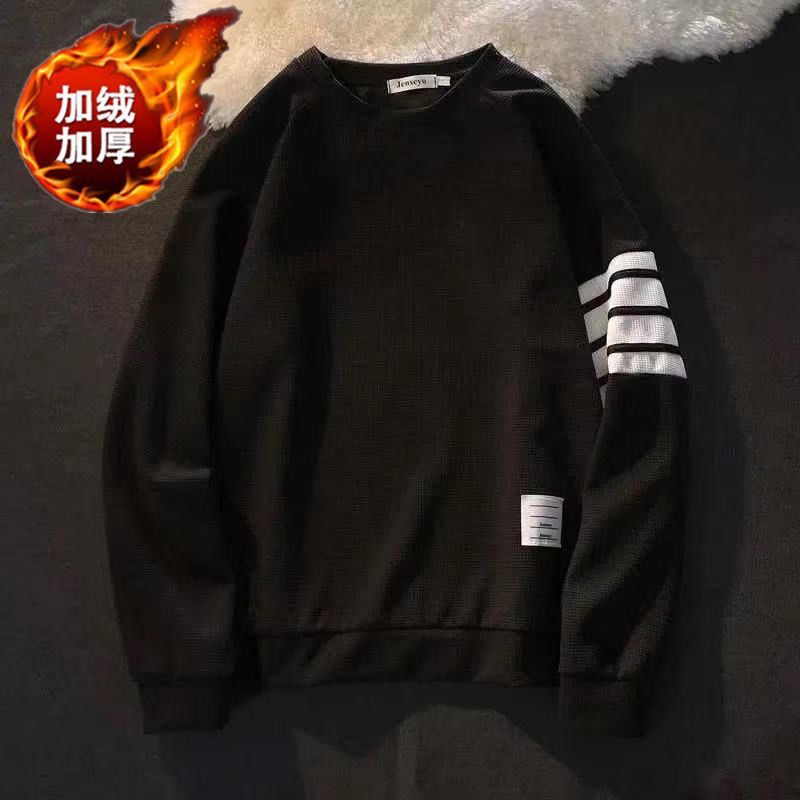 Spring and autumn four bars classic waffle sweater tb men and women couple round neck pullover sweatshirt top plus fleece jacket