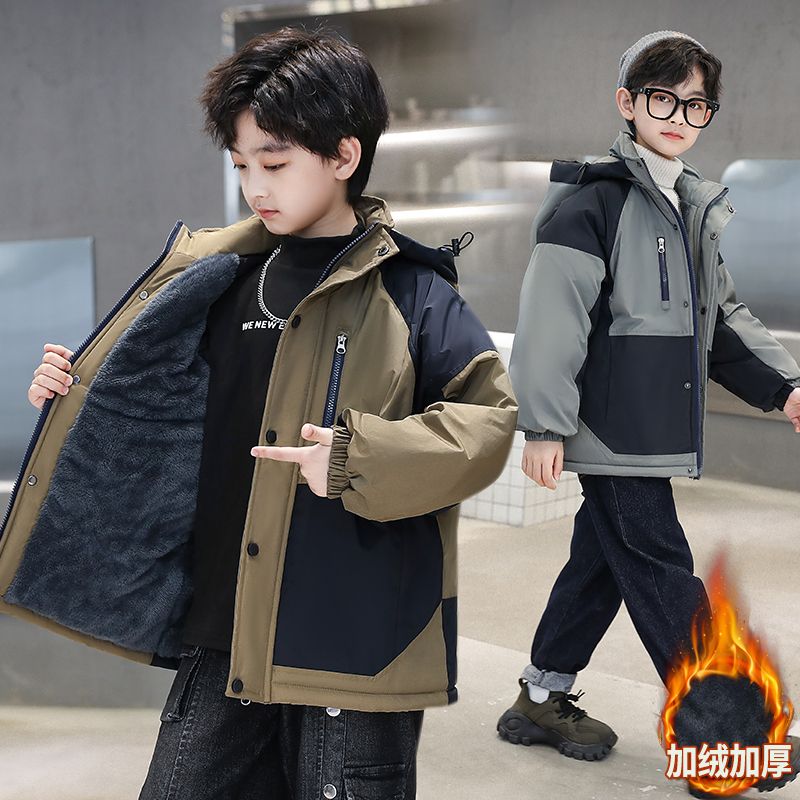 6兒童裝男童秋冬裝外套8新款洋氣冬季12中大童加絨加厚夾克15歲潮