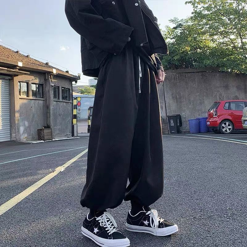 日系cityboy闊腿休閒褲男士秋季哈倫褲潮牌直筒寬鬆束腳燈籠褲子