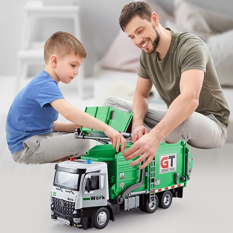 大号合金垃圾车环卫车工程仿真模型清洁垃圾分类儿童玩具男孩礼物