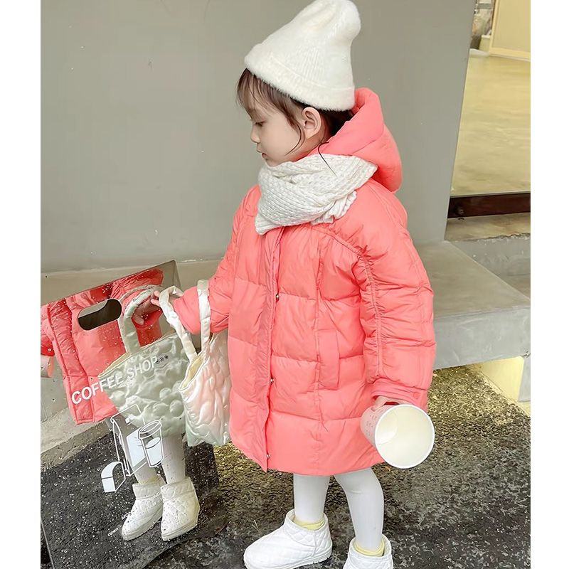 Girls thickened warm cotton-padded clothes foreign style Korean version 2022 new mid-length little girl cotton-padded jacket medium-sized children's cotton-padded clothes