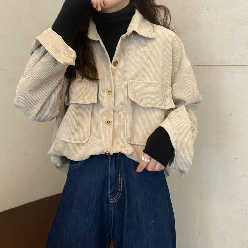 CONGRAZIO/格瑞吉奥灯芯绒衬衫外套女秋冬叠穿长袖上衣衬衣2022年