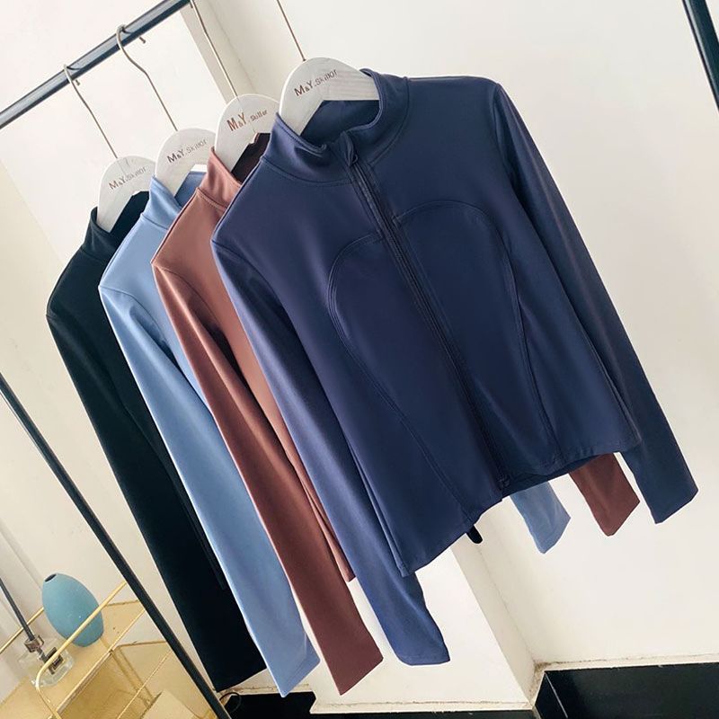 瑜伽服女長袖秋季新款速干跑步訓練外套緊身運動上衣健身服