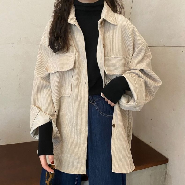 CONGRAZIO/格瑞吉奥灯芯绒衬衫外套女秋冬叠穿长袖上衣衬衣2022年