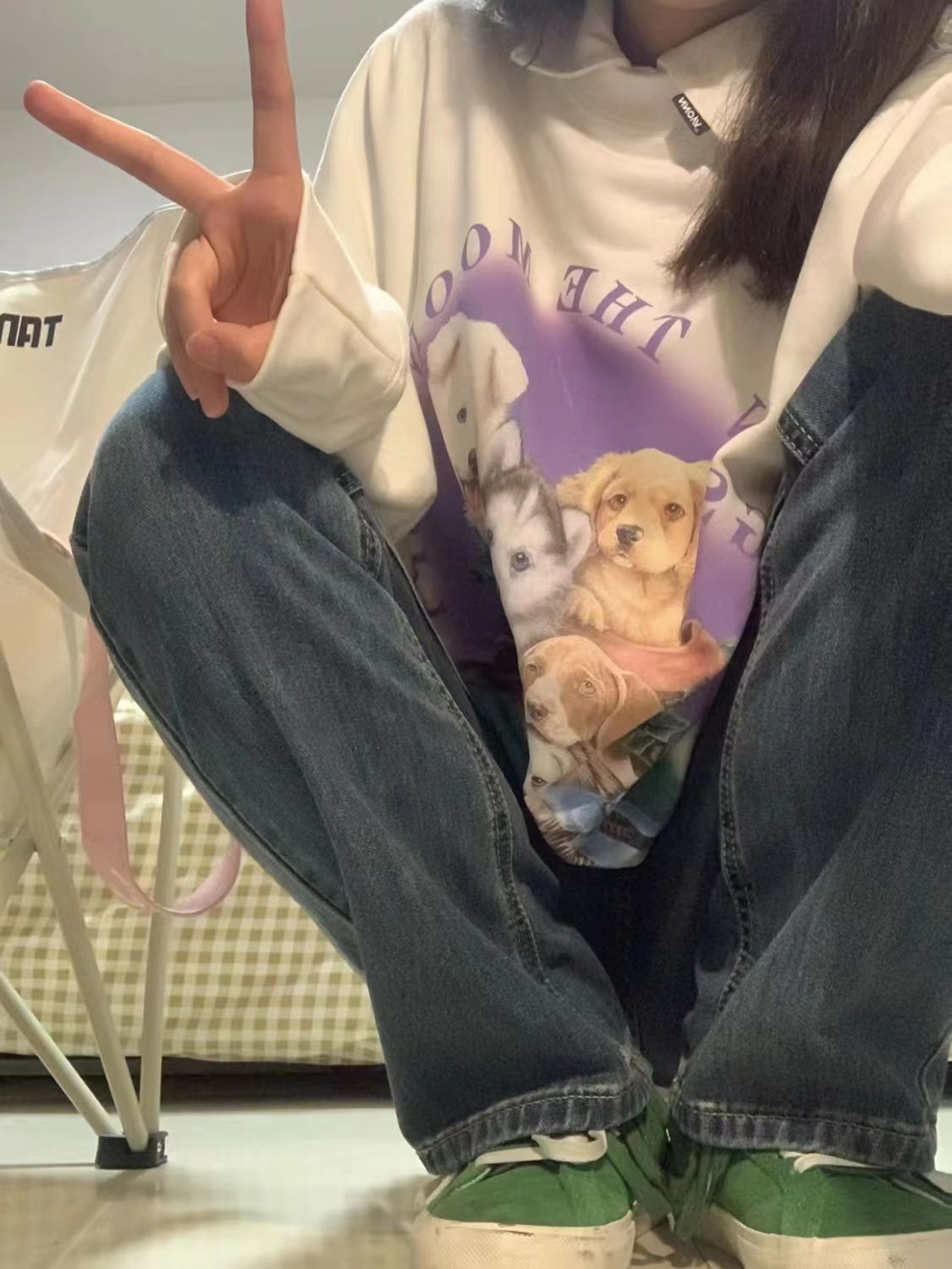 2022秋冬季新款無帽衛衣女ins潮韓版寬鬆學生復古印花加絨上衣服