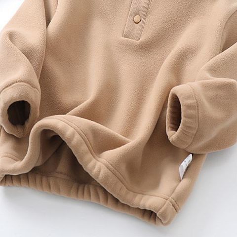  Children's Half High Collar Sweater Fleece Tops Boys and Girls Autumn and Winter Warm Baby Versatile Outer Wear Trendy