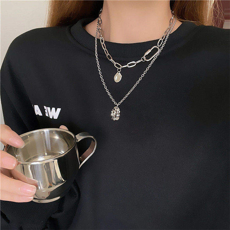 Frosty wind sweater sweater chain high-end sense necklace girls double layered wear light luxury niche design accessories ins