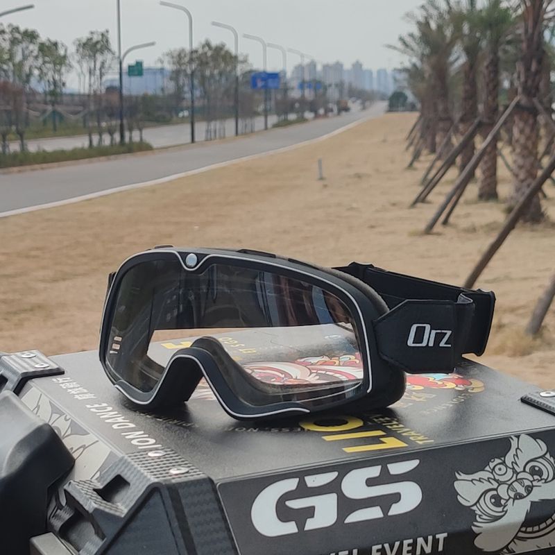 ORZ摩托车风镜哈雷头盔护目镜复古机车骑行防晒越野防风镜戴眼镜