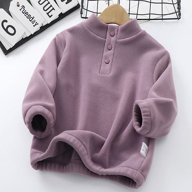  Children's Half High Collar Sweater Fleece Tops Boys and Girls Autumn and Winter Warm Baby Versatile Outer Wear Trendy