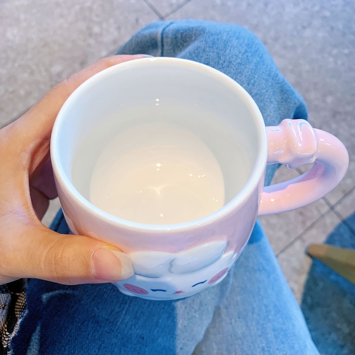 陶瓷杯子带盖勺马克杯可爱兔子高颜值喝水杯家用情侣办公室咖啡杯