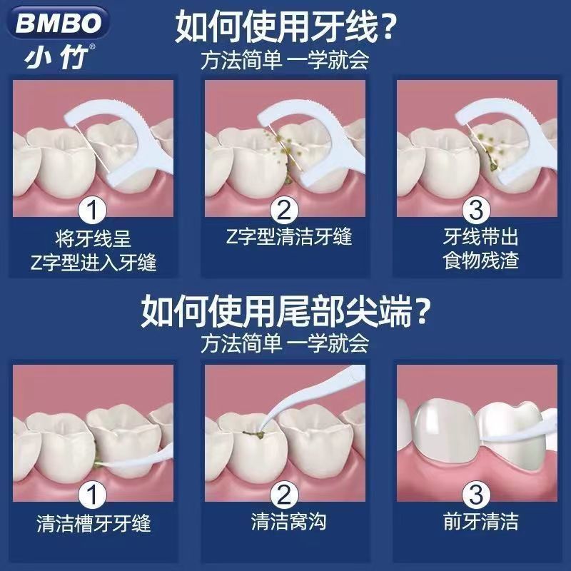 小竹牙线家庭装超细独立包装牙线医用无菌剔牙线牙签家用牙线棒