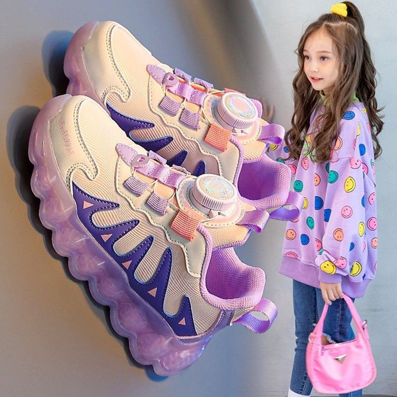 女童运动鞋2023年秋季新款儿童旋转纽扣鞋子中大童女孩春季老爹鞋