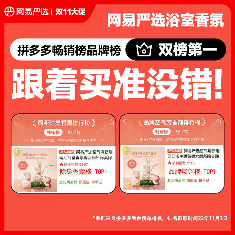 【超值4瓶装】网易严选浴室香氛空气芳香剂车载香水室内持久留香