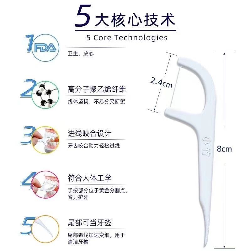 小竹牙线家庭装超细独立包装牙线医用无菌剔牙线牙签家用牙线棒