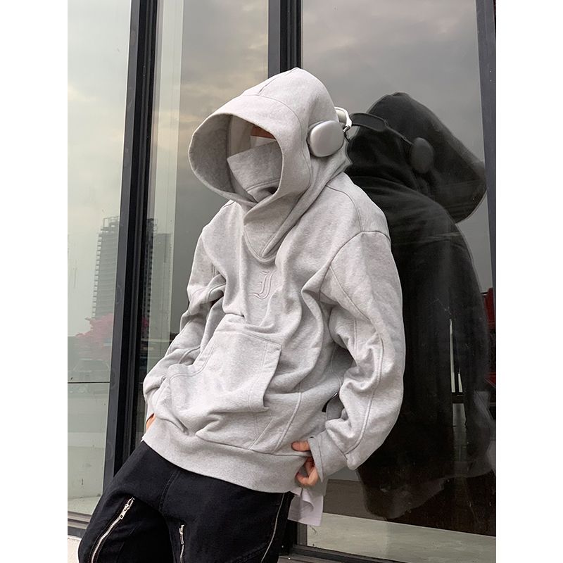 American trendy brand functional wind jacket high collar hooded sweater men's high street fashion loose couple casual handsome top