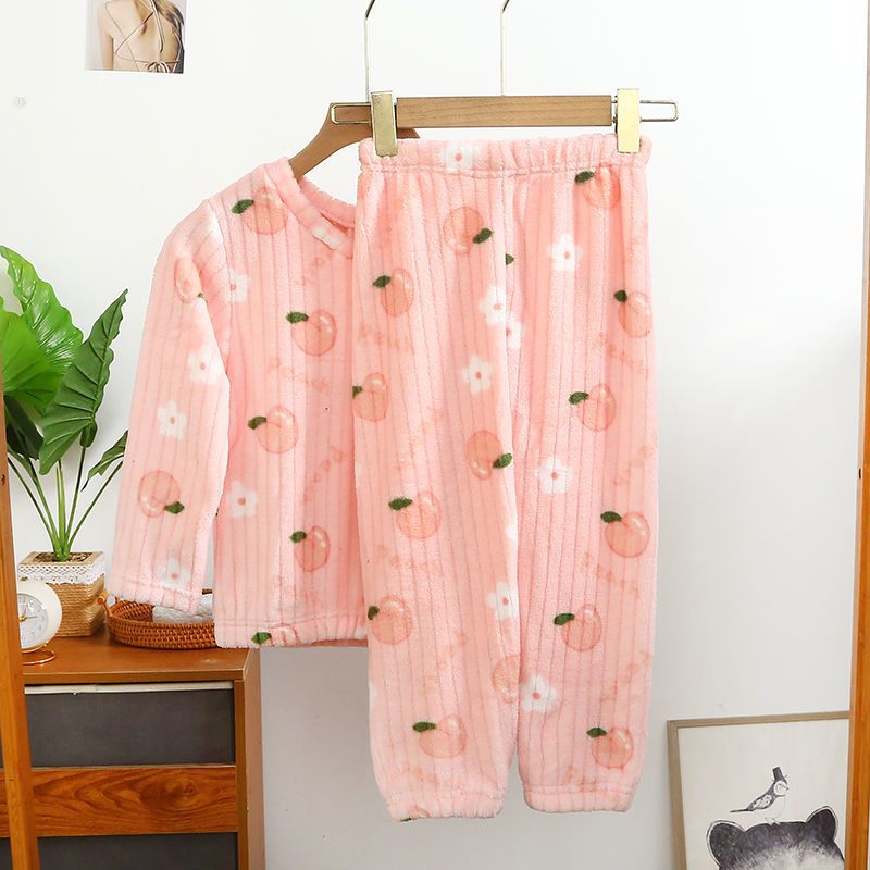 儿童2022款秋冬季睡衣保暖加厚珊瑚绒长款可爱甜美韩版家居服套装