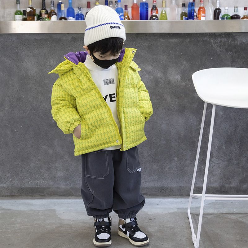 男童棉服2022新款冬装儿童连帽棉袄洋气加厚外套韩版时髦羽绒棉衣