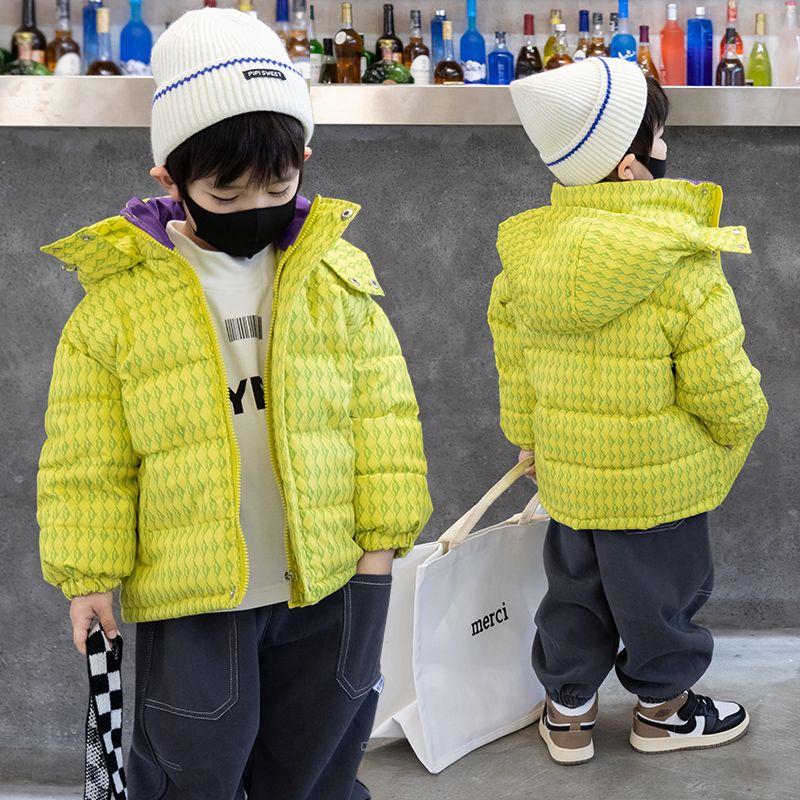 男童棉服2022新款冬装儿童连帽棉袄洋气加厚外套韩版时髦羽绒棉衣
