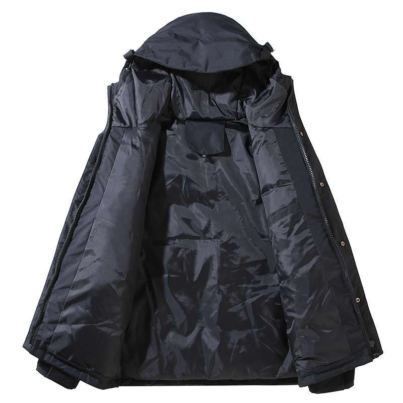 New trendy brand 1990 couple short down jacket jacket men and women thickened white duck down outdoor hooded embroidery tooling