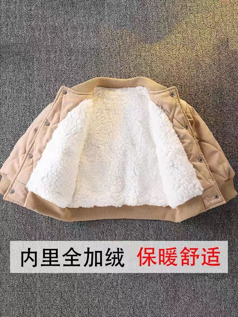 儿童棒球服棉服男女童宝宝加绒加厚秋冬外套韩版中小童棉衣棉袄