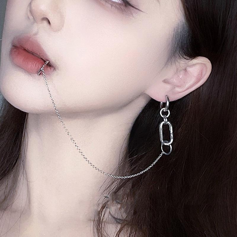 No hole lip clip one-piece earrings net red cold style abstinence personality earrings without piercing lip ring earrings Europe and the United States