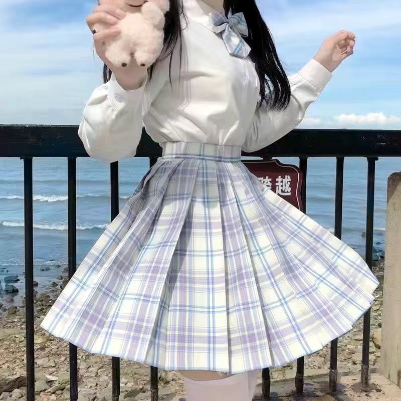 JK uniform skirt autumn and winter suit full set of long-sleeved shirt college style female student class uniform genuine set