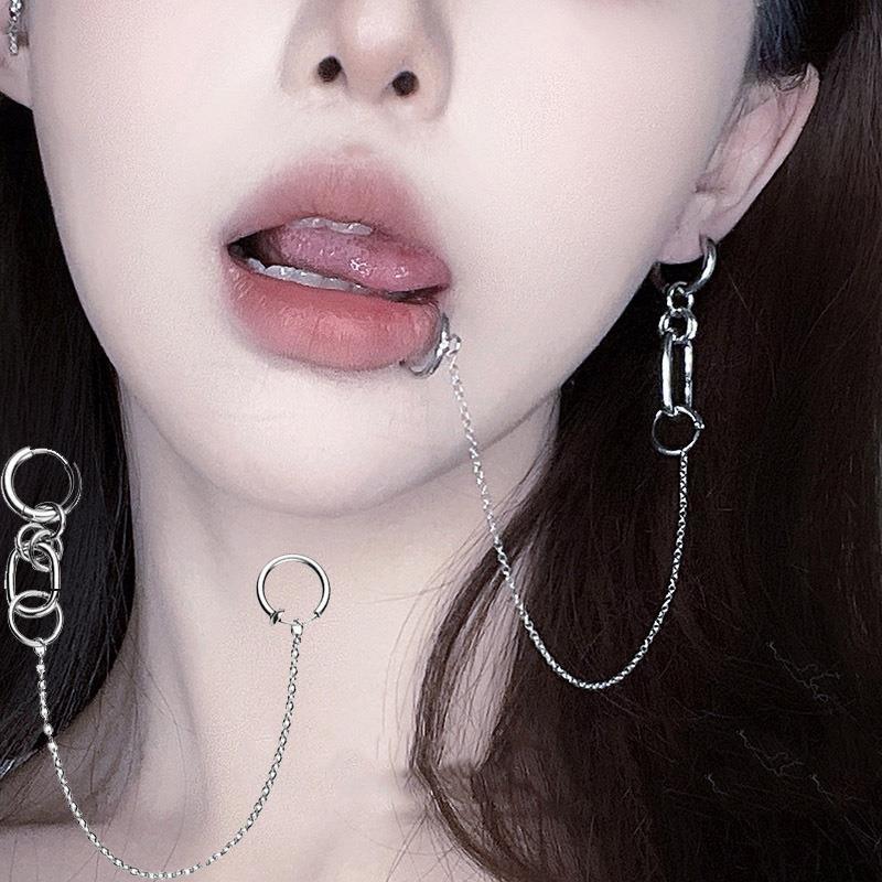 No hole lip clip one-piece earrings net red cold style abstinence personality earrings without piercing lip ring earrings Europe and the United States