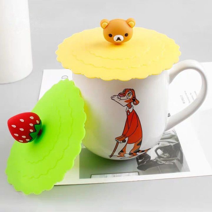 卡通硅胶杯盖通用圆形防尘陶瓷茶杯水杯配件创意可爱马克杯子盖子