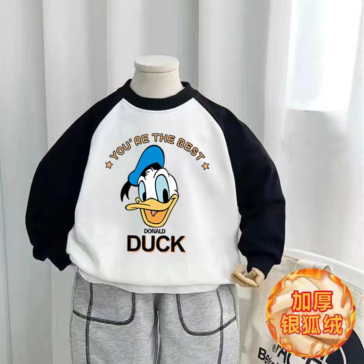 Boys fleece and thick winter sweater  new trendy brand fashion autumn and winter small and medium-sized children's tops for girls in winter