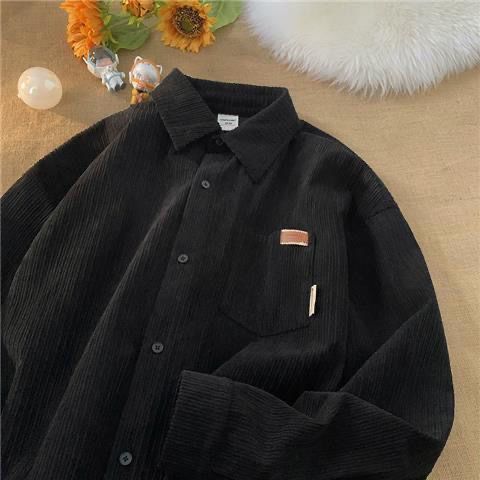 polo shirts for men and women in autumn and winter new corduroy long-sleeved loose thickened trendy brand casual couple jackets