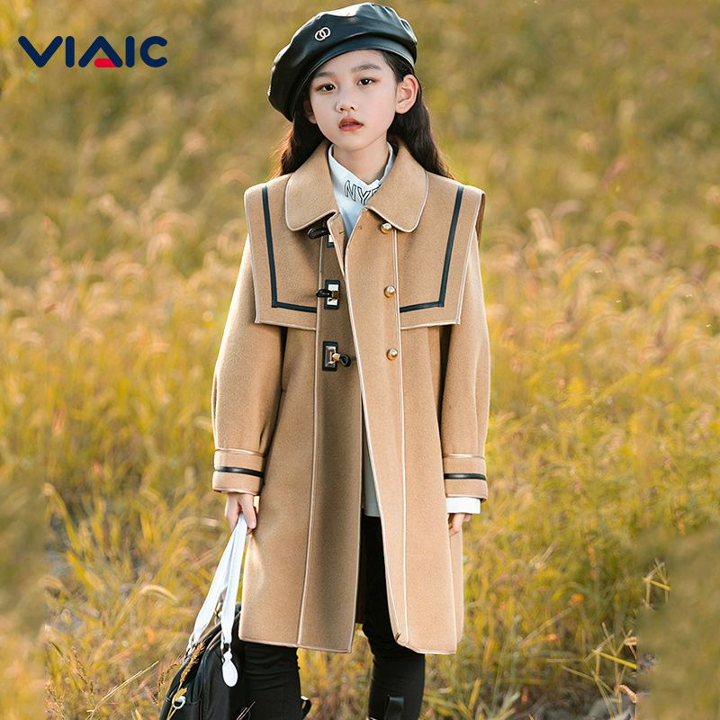 Girls' woolen coat autumn and winter 2022 new children's thickened girl's coat foreign style Korean style woolen clothes fashionable