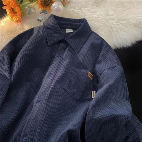 polo shirts for men and women in autumn and winter new corduroy long-sleeved loose thickened trendy brand casual couple jackets