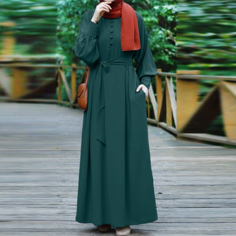 Dubai's new autumn and winter Miaoxiangyi clothing 2022 autumn women's clothing pure color collage four-sided elastic Muslim women's clothing