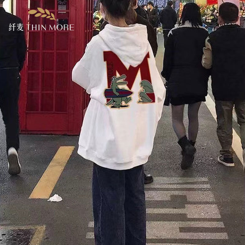 纖麥國潮超火連帽衛衣女秋冬新款加絨寬鬆設計感小眾慵懶風外套潮