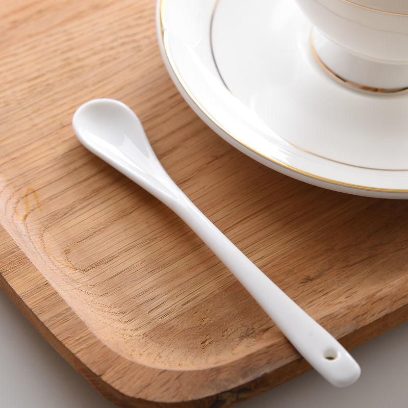 骨瓷调料勺纯白汤匙小调羹长柄小汤勺咖啡勺饭勺陶瓷小饭勺子家用